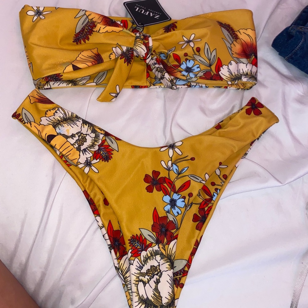 yellow mustard zaful bathing suit